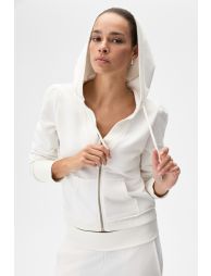 GRIMELANGE AVEN Women's Hooded and V-Neck Regular Cream Top and Bottom Set - 3