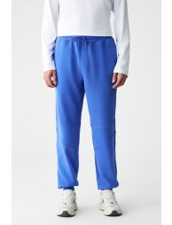GRIMELANGE LINCOLN Men Regular Fit Color Block Embroidered Non-Fleece Navy Blue Sweatpants - 1