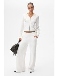 GRIMELANGE AVEN Women's Hooded and V-Neck Regular Cream Top and Bottom Set