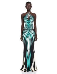 Alena Green Abstract Print Halterneck Jumpsuit