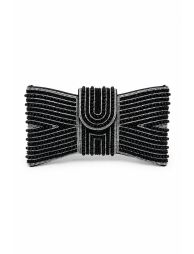 Lemonade Sparkly Pearl Bow Clutch Bag Black