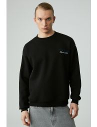 GRIMELANGE LAZINESS Men's Crew Neck 3-Ply Black Sweatshirt - 2