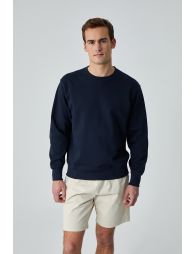 GRIMELANGE BONELL Men 100% Cotton Relaxed Fit Crew Neck Long Sleeve Navy Sweatshirt