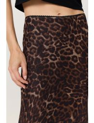 Brown Leopard Print Mesh Maxi Skirt - 2
