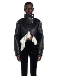 Landry Black High Neck Aysmmetrical Oversized Jacket