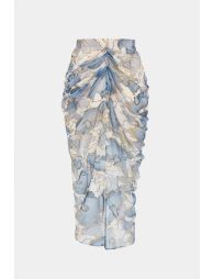 Floral Print Asymmetrical Ruched Skirt - 2