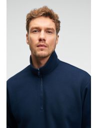 GRIMELANGE BAXTER Men's Stand Collar Zippered Relaxed Navy Sweatshirt - 3
