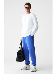 GRIMELANGE LINCOLN Men Regular Fit Color Block Embroidered Non-Fleece Navy Blue Sweatpants