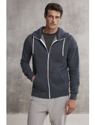 GRIMELANGE CORE Men's Zip-Up High Collar Hooded Drawstring Fleece-Lined Navy Sweatshirt - 1