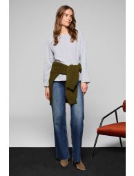 GRIMELANGE BASIL Women's Oversize 100% Organic Cotton Knit Long Sleeve Grimelange T-Shirt - 2