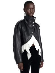 Landry Black High Neck Aysmmetrical Oversized Jacket - 2
