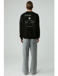 GRIMELANGE LAZINESS Men's Crew Neck 3-Ply Black Sweatshirt - 5