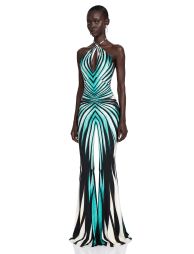 Alena Green Abstract Print Halterneck Jumpsuit - 3