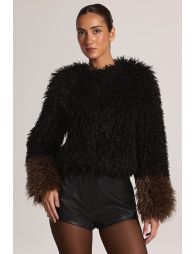 Mongolian Fur Jacket in Black