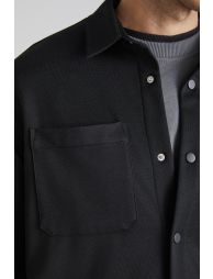 GRIMELANGE JACQUARD Men's Regular Fit Standard Cut Classic Collar Patterned Snap Button Black Jacket - 4