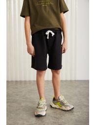 GRIMELANGE  Cotton Drawstring Elastic Waist 2-Pack Pistachio Green - Black Shorts - 1