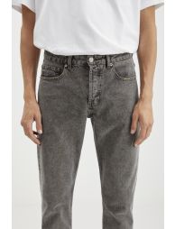 GRIMELANGE GILBERTO Men Carrot Fit Tapered Leg Distressed Washed Thick Textured Denim Grey Jeans - 4
