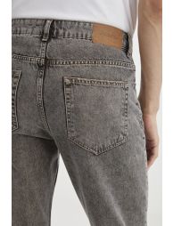 GRIMELANGE GILBERTO Men Carrot Fit Tapered Leg Distressed Washed Thick Textured Denim Grey Jeans - 5