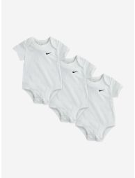 Baby Boys 3 Pack Swoosh Bodysuit Set in White - 3