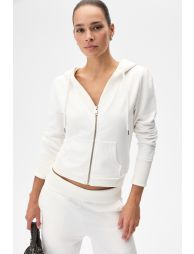GRIMELANGE AVEN Women's Hooded and V-Neck Regular Cream Top and Bottom Set - 1
