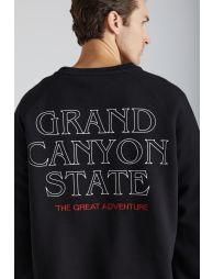 GRIMELANGE Domagoj Men's Organic Cotton Western Print Crew Neck Oversize Black Sweatshirt - 3