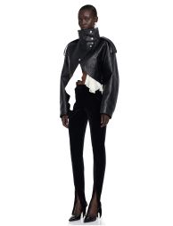 Landry Black High Neck Aysmmetrical Oversized Jacket - 3
