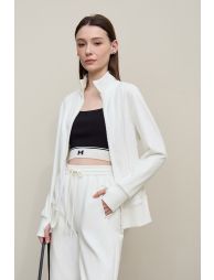 Rib Spliced Zipper Jacket - 1