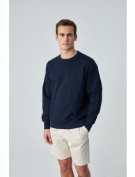 GRIMELANGE BONELL Men 100% Cotton Relaxed Fit Crew Neck Long Sleeve Navy Sweatshirt - 1