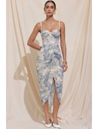 Floral Print Asymmetrical Ruched Skirt