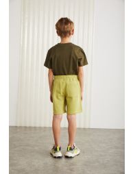 GRIMELANGE  Cotton Drawstring Elastic Waist 2-Pack Pistachio Green - Black Shorts - 2