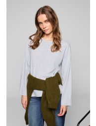 GRIMELANGE BASIL Women's Oversize 100% Organic Cotton Knit Long Sleeve Grimelange T-Shirt - 3