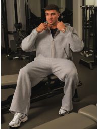 Man Active Boxy Zip Through Hoodie - grey marl