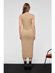 GRIMELANGE FABIENNE Women's Stand Collar Sleeveless Zip-Up Mink Dress - 6