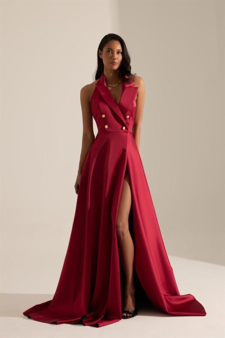 Torino Flared Slit Long Dress - 3