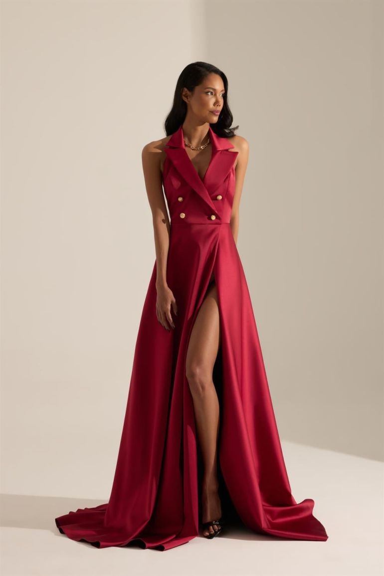 Torino Flared Slit Long Dress - 5