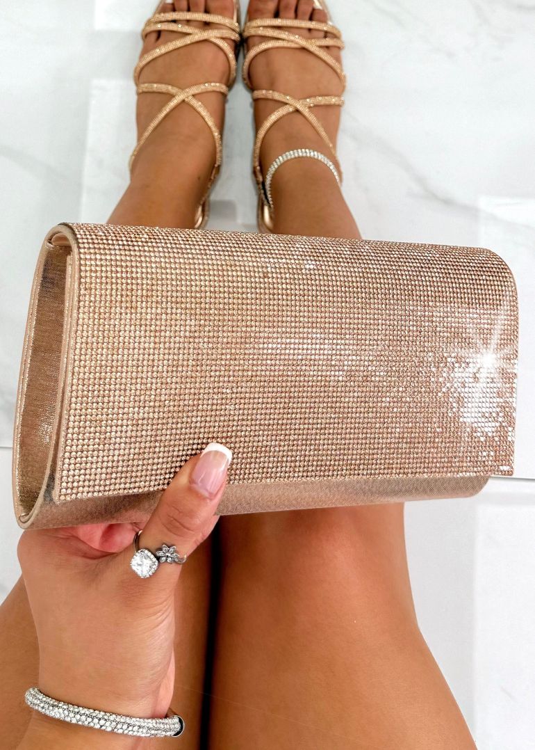 Lemonade Crystal Sparkle Clutch Bag Rose Gold - 6