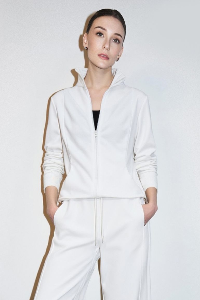 Rib Spliced Zipper Jacket - 2