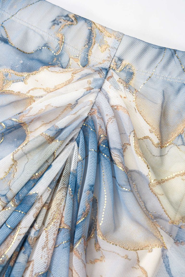 Floral Print Asymmetrical Ruched Skirt - 3