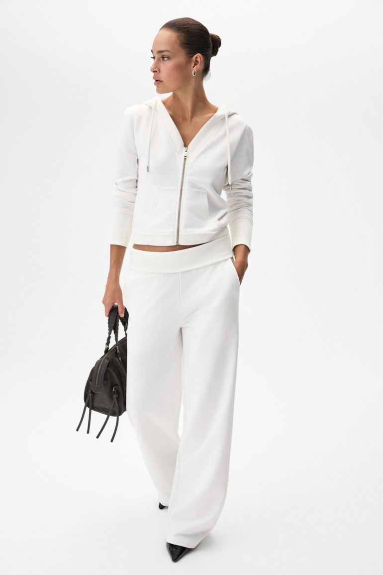 GRIMELANGE AVEN Women's Hooded and V-Neck Regular Cream Top and Bottom Set - 4