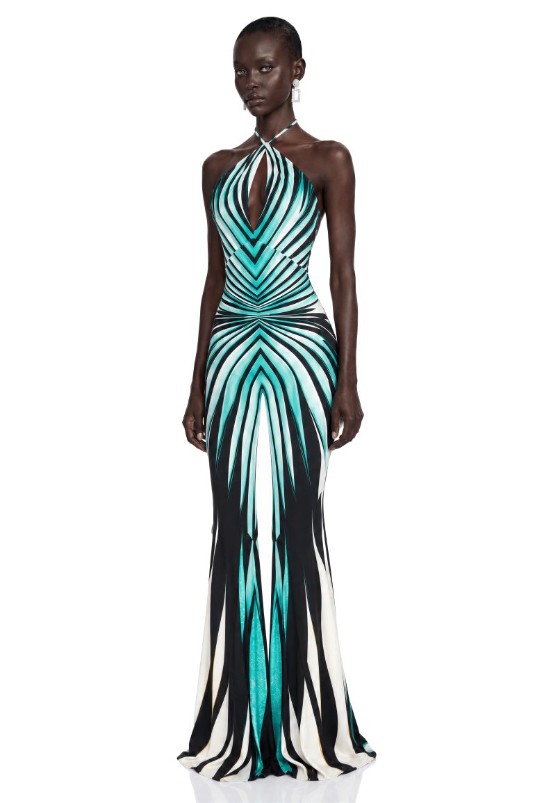 Alena Green Abstract Print Halterneck Jumpsuit - 3