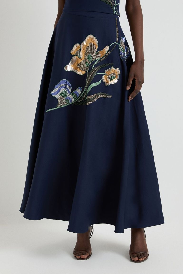 Floral Sequin Embroidery Detail Co-ord Skirt - 1