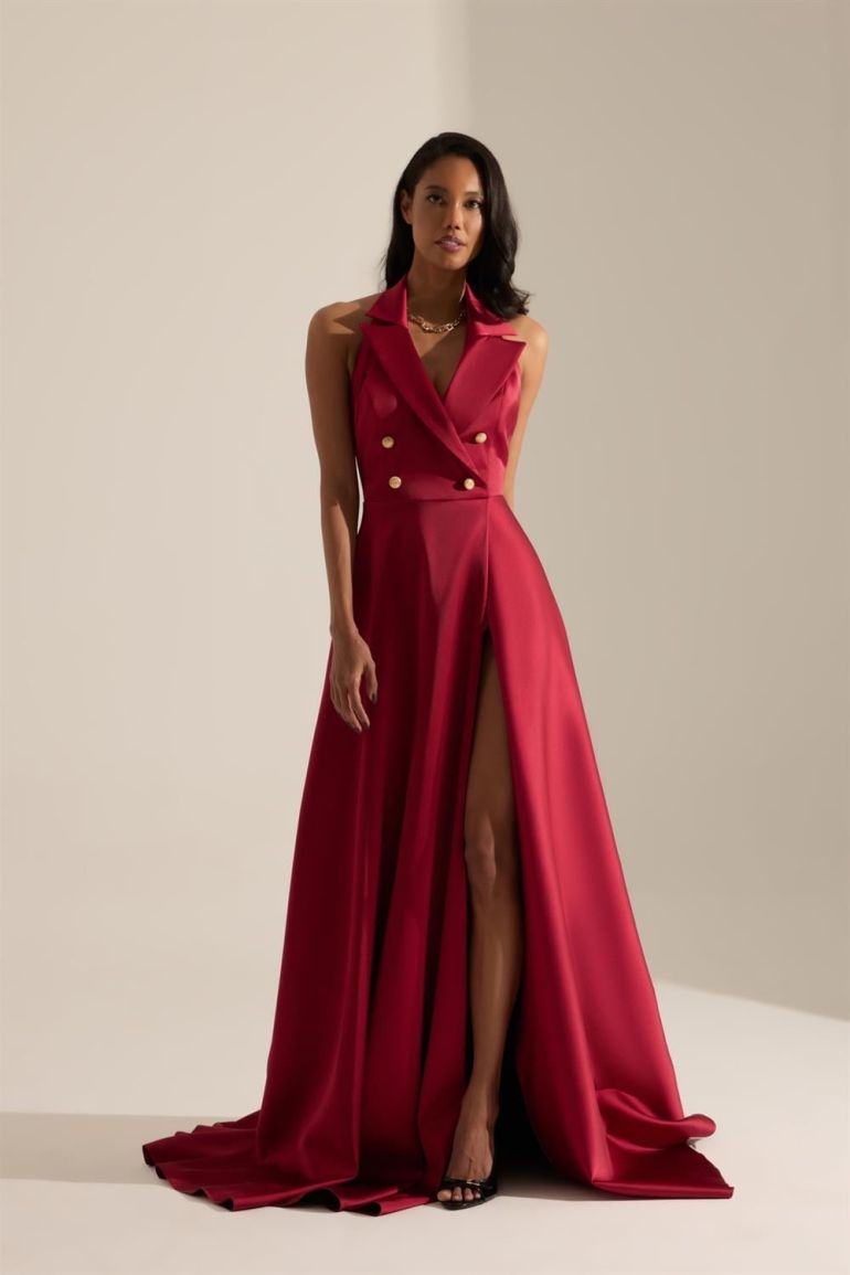 Torino Flared Slit Long Dress - 4