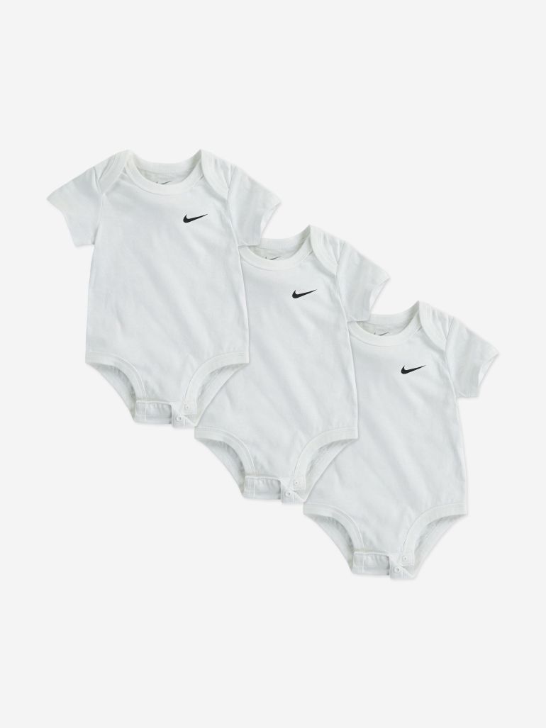 Baby Boys 3 Pack Swoosh Bodysuit Set in White - 3