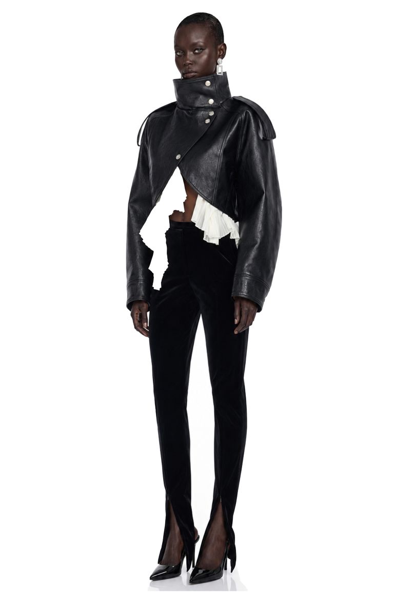 Landry Black High Neck Aysmmetrical Oversized Jacket - 3