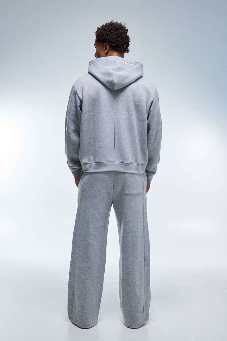 Man Active Boxy Zip Through Hoodie - grey marl - 1