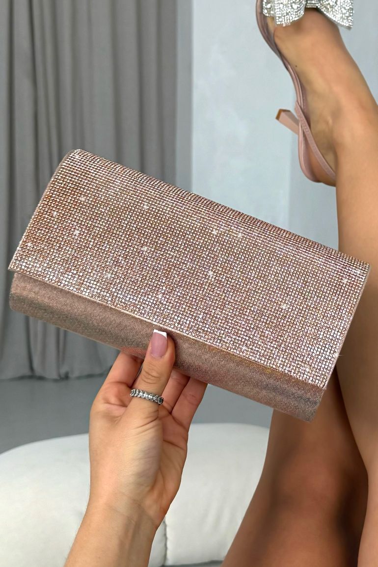 Lemonade Crystal Sparkle Clutch Bag Rose Gold - 4