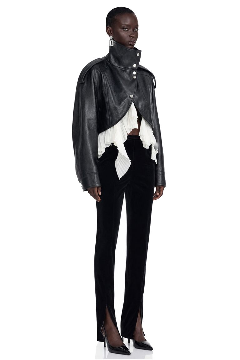 Landry Black High Neck Aysmmetrical Oversized Jacket - 4