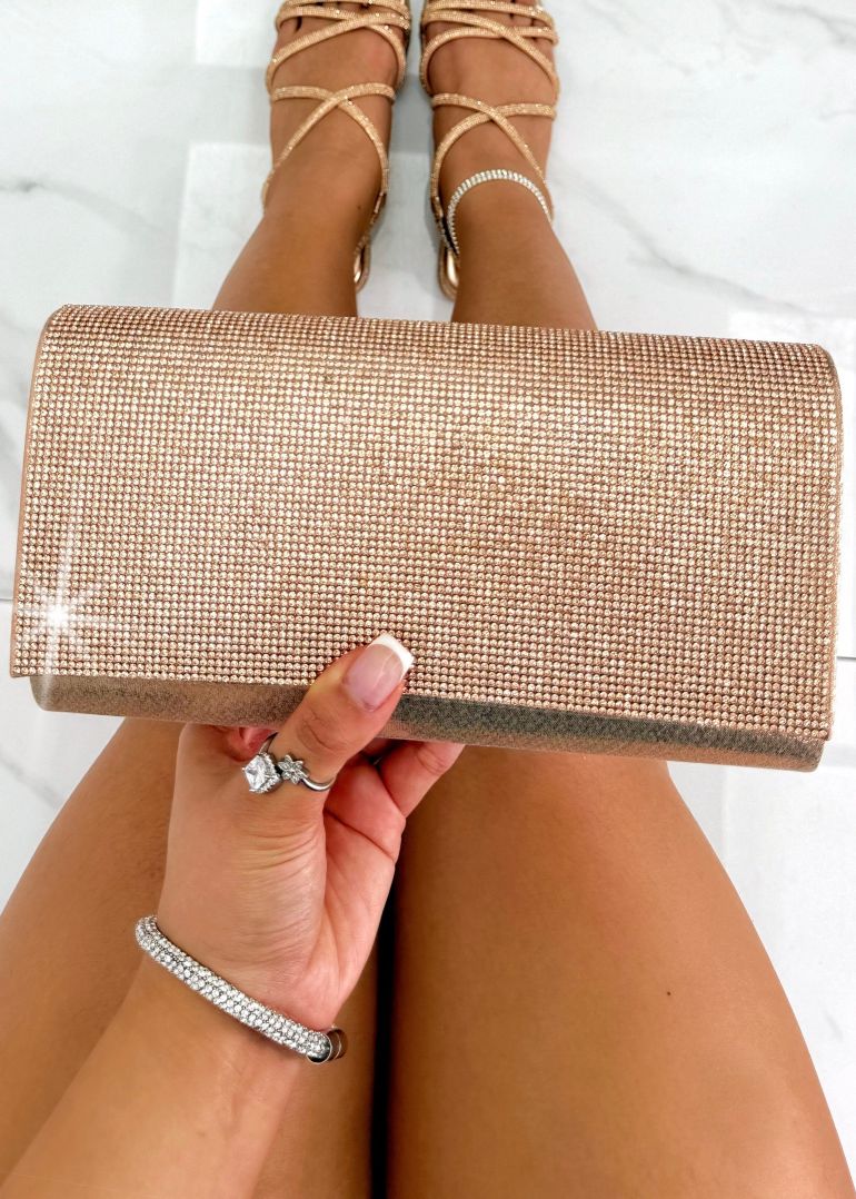 Lemonade Crystal Sparkle Clutch Bag Rose Gold - 7