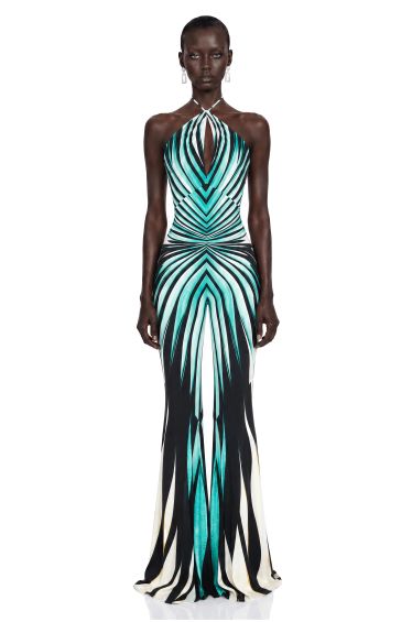 Alena Green Abstract Print Halterneck Jumpsuit