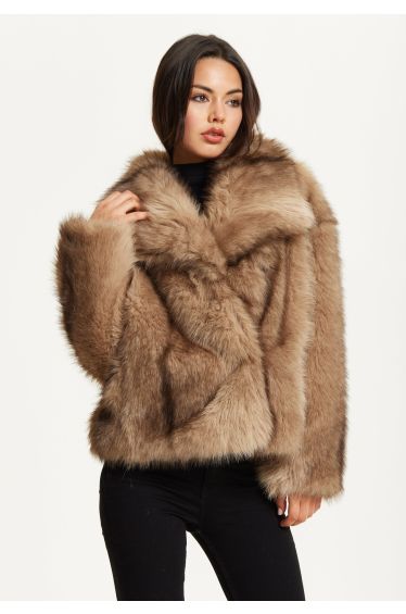 Camel Faux Fur Coat